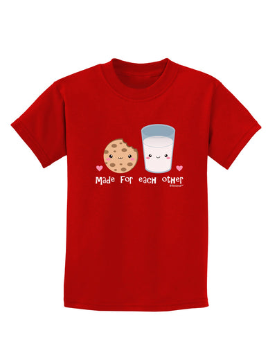 Cute Milk and Cookie - Made for Each Other Childrens Dark T-Shirt by TooLoud-Childrens T-Shirt-TooLoud-Red-X-Small-Davson Sales