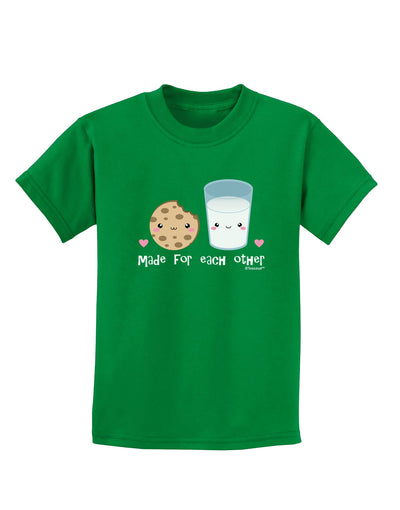 Cute Milk and Cookie - Made for Each Other Childrens Dark T-Shirt by TooLoud-Childrens T-Shirt-TooLoud-Kelly-Green-X-Small-Davson Sales