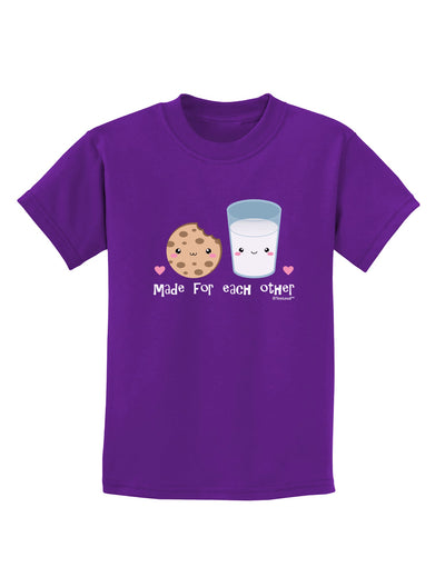 Cute Milk and Cookie - Made for Each Other Childrens Dark T-Shirt by TooLoud-Childrens T-Shirt-TooLoud-Purple-X-Small-Davson Sales