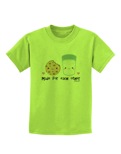 Cute Milk and Cookie - Made for Each Other Childrens T-Shirt by TooLoud-Childrens T-Shirt-TooLoud-Lime-Green-X-Small-Davson Sales