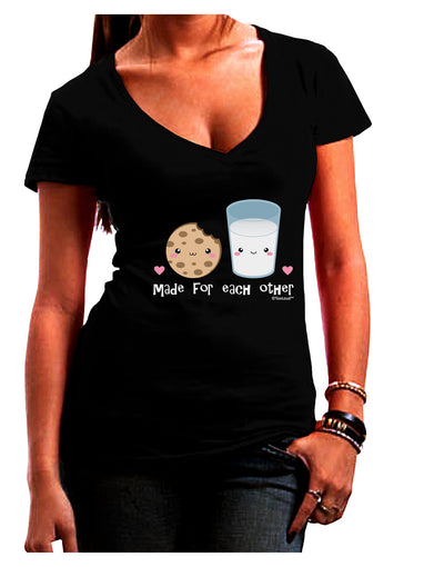 Cute Milk and Cookie - Made for Each Other Juniors V-Neck Dark T-Shirt by TooLoud-Womens V-Neck T-Shirts-TooLoud-Black-Juniors Fitted Small-Davson Sales