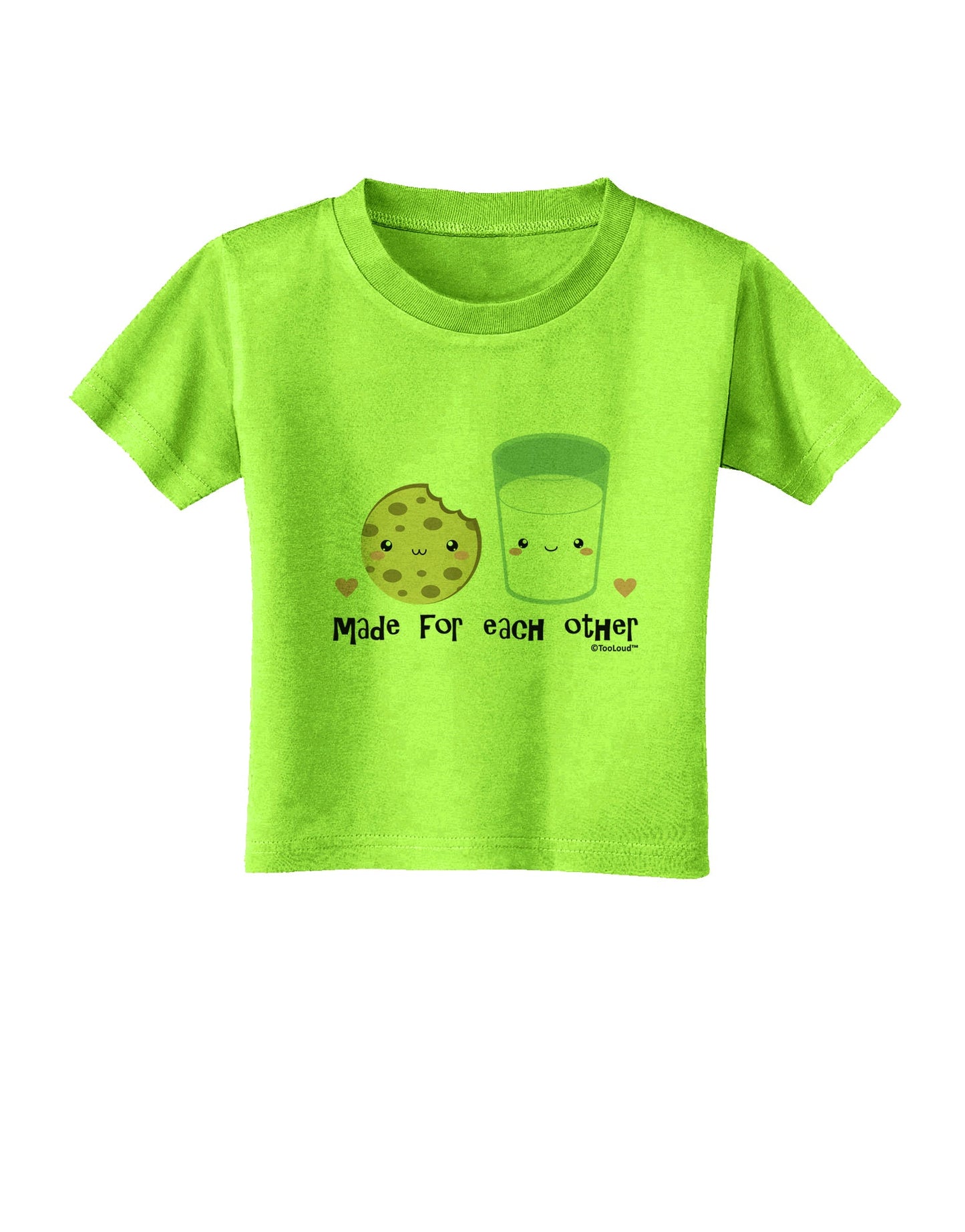 Cute Milk and Cookie - Made for Each Other Toddler T-Shirt by TooLoud-Toddler T-Shirt-TooLoud-Lime-Green-2T-Davson Sales