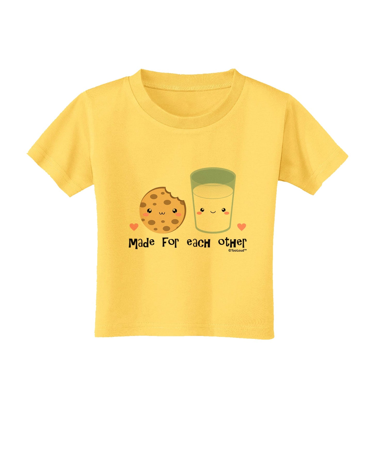 Cute Milk and Cookie - Made for Each Other Toddler T-Shirt by TooLoud-Toddler T-Shirt-TooLoud-Yellow-2T-Davson Sales