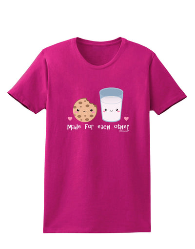 Cute Milk and Cookie - Made for Each Other Womens Dark T-Shirt by TooLoud-Womens T-Shirt-TooLoud-Hot-Pink-Small-Davson Sales