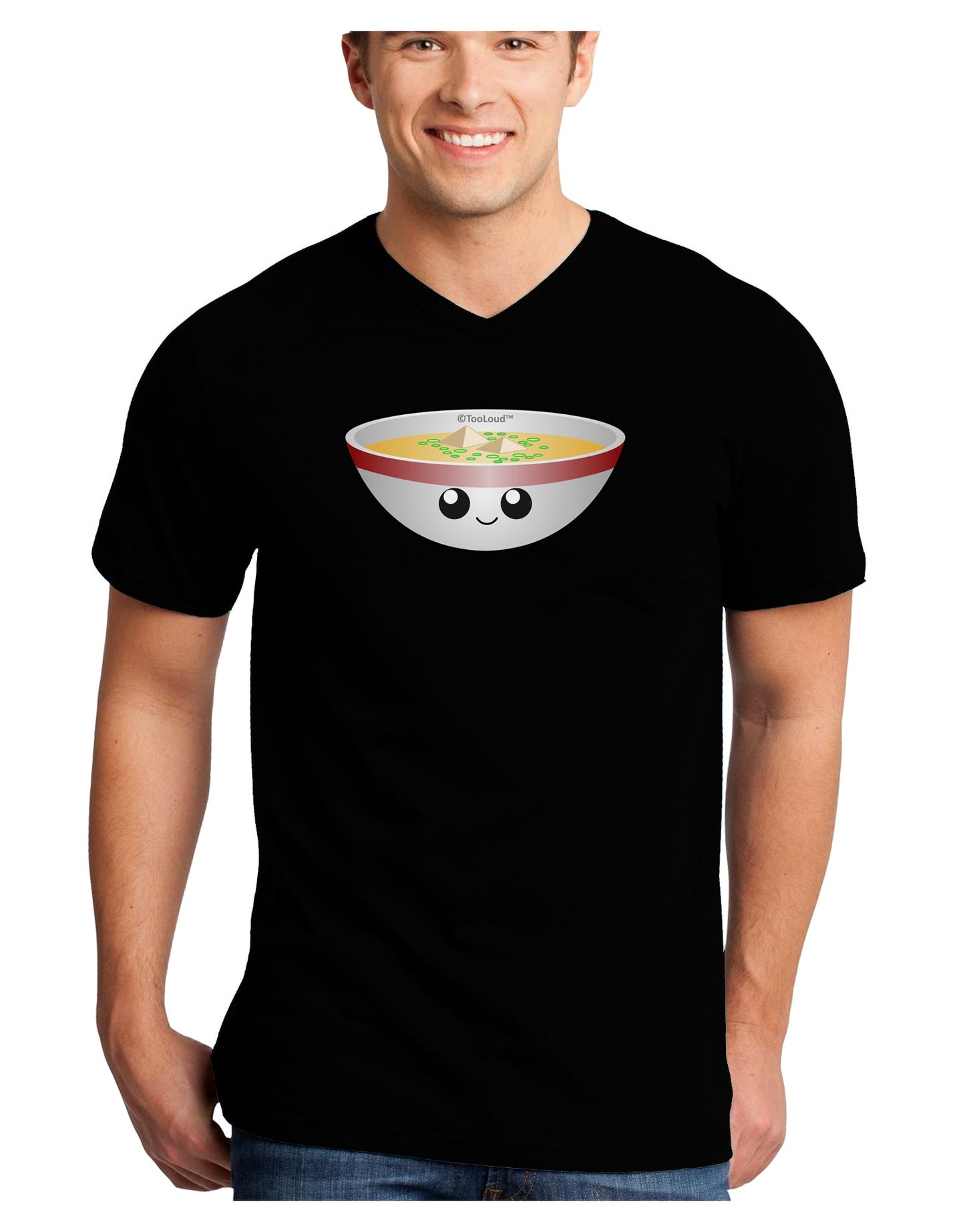 Cute Miso Soup Bowl Adult Dark V-Neck T-Shirt by TooLoud-Mens V-Neck T-Shirt-TooLoud-Black-Small-Davson Sales