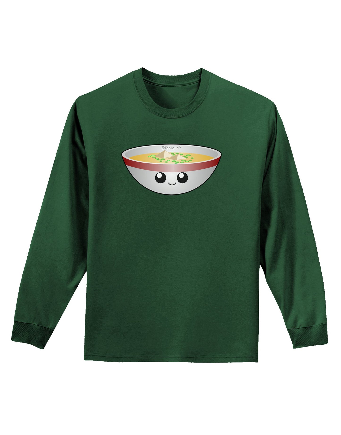 Cute Miso Soup Bowl Adult Long Sleeve Dark T-Shirt by TooLoud-TooLoud-Dark-Green-Small-Davson Sales