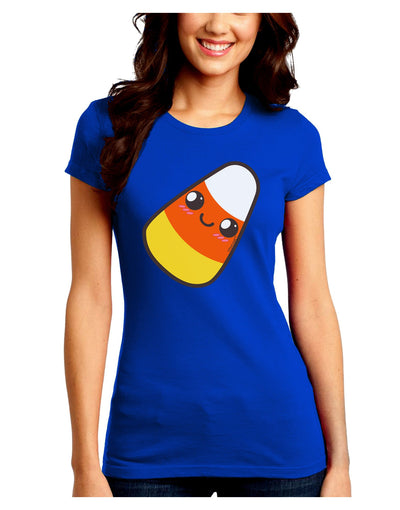 Cute Mother Candy Corn Family Halloween Juniors Crew Dark T-Shirt-T-Shirts Juniors Tops-TooLoud-Royal-Blue-Juniors Fitted Small-Davson Sales