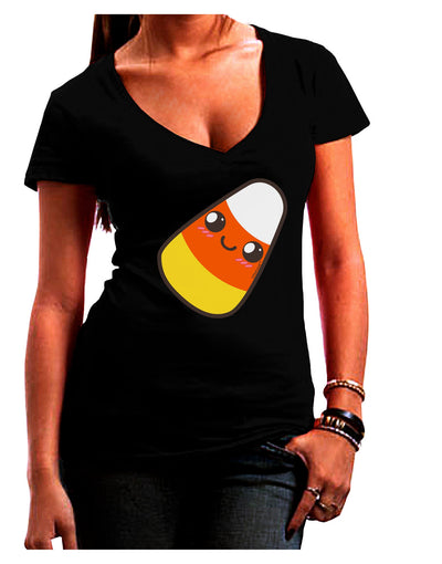 Cute Mother Candy Corn Family Halloween Juniors V-Neck Dark T-Shirt-Womens V-Neck T-Shirts-TooLoud-Black-Juniors Fitted Small-Davson Sales