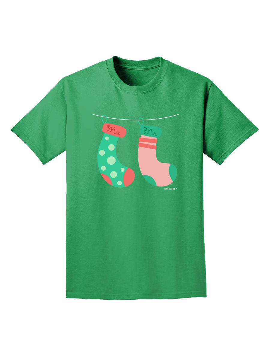 Cute Mr and Mr Christmas Couple Stockings Adult Dark T-Shirt by TooLoud-Mens T-Shirt-TooLoud-Purple-Small-Davson Sales