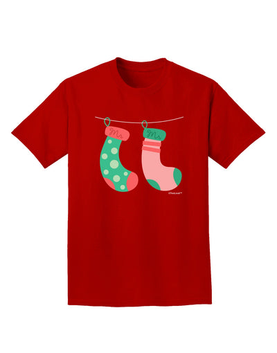 Cute Mr and Mr Christmas Couple Stockings Adult Dark T-Shirt by TooLoud-Mens T-Shirt-TooLoud-Red-Small-Davson Sales