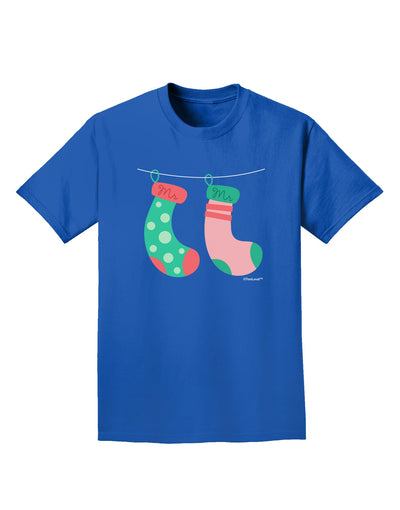 Cute Mr and Mr Christmas Couple Stockings Adult Dark T-Shirt by TooLoud-Mens T-Shirt-TooLoud-Royal-Blue-Small-Davson Sales