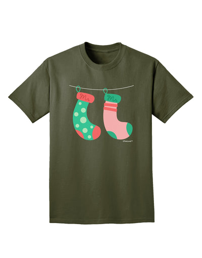 Cute Mr and Mr Christmas Couple Stockings Adult Dark T-Shirt by TooLoud-Mens T-Shirt-TooLoud-Military-Green-Small-Davson Sales