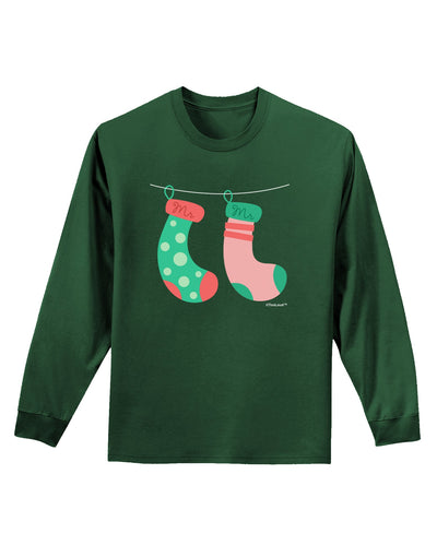 Cute Mr and Mr Christmas Couple Stockings Adult Long Sleeve Dark T-Shirt by TooLoud-TooLoud-Dark-Green-Small-Davson Sales