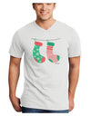 Cute Mr and Mr Christmas Couple Stockings Adult V-Neck T-shirt by TooLoud-Mens V-Neck T-Shirt-TooLoud-White-Small-Davson Sales