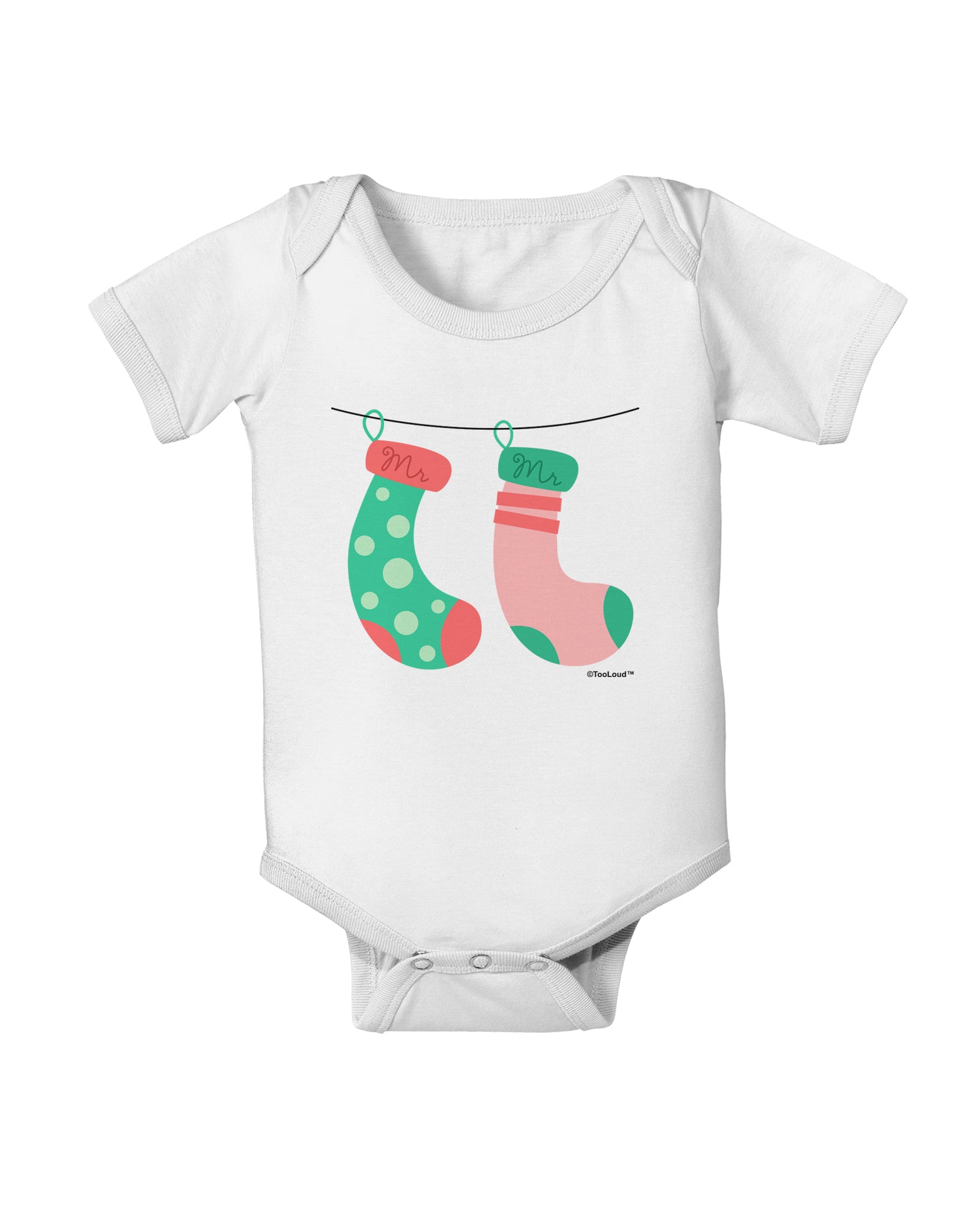Cute Mr and Mr Christmas Couple Stockings Baby Romper Bodysuit by TooLoud-Baby Romper-TooLoud-White-06-Months-Davson Sales