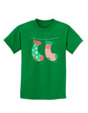 Cute Mr and Mr Christmas Couple Stockings Childrens Dark T-Shirt by TooLoud-Childrens T-Shirt-TooLoud-Kelly-Green-X-Small-Davson Sales