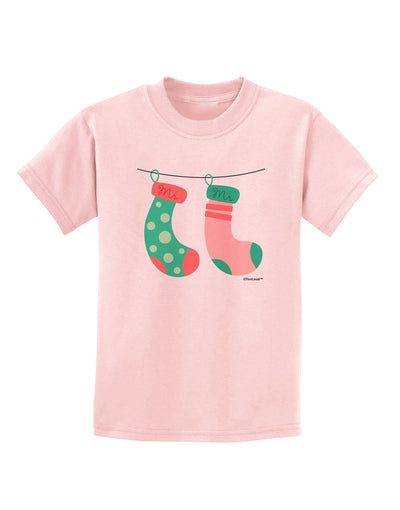 Cute Mr and Mr Christmas Couple Stockings Childrens T-Shirt by TooLoud-Childrens T-Shirt-TooLoud-PalePink-X-Small-Davson Sales