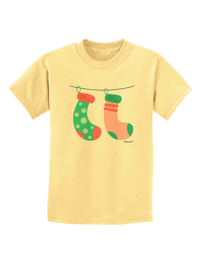 Cute Mr and Mr Christmas Couple Stockings Childrens T-Shirt by TooLoud-Childrens T-Shirt-TooLoud-Daffodil-Yellow-X-Small-Davson Sales