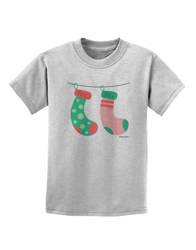 Cute Mr and Mr Christmas Couple Stockings Childrens T-Shirt by TooLoud-Childrens T-Shirt-TooLoud-AshGray-X-Small-Davson Sales