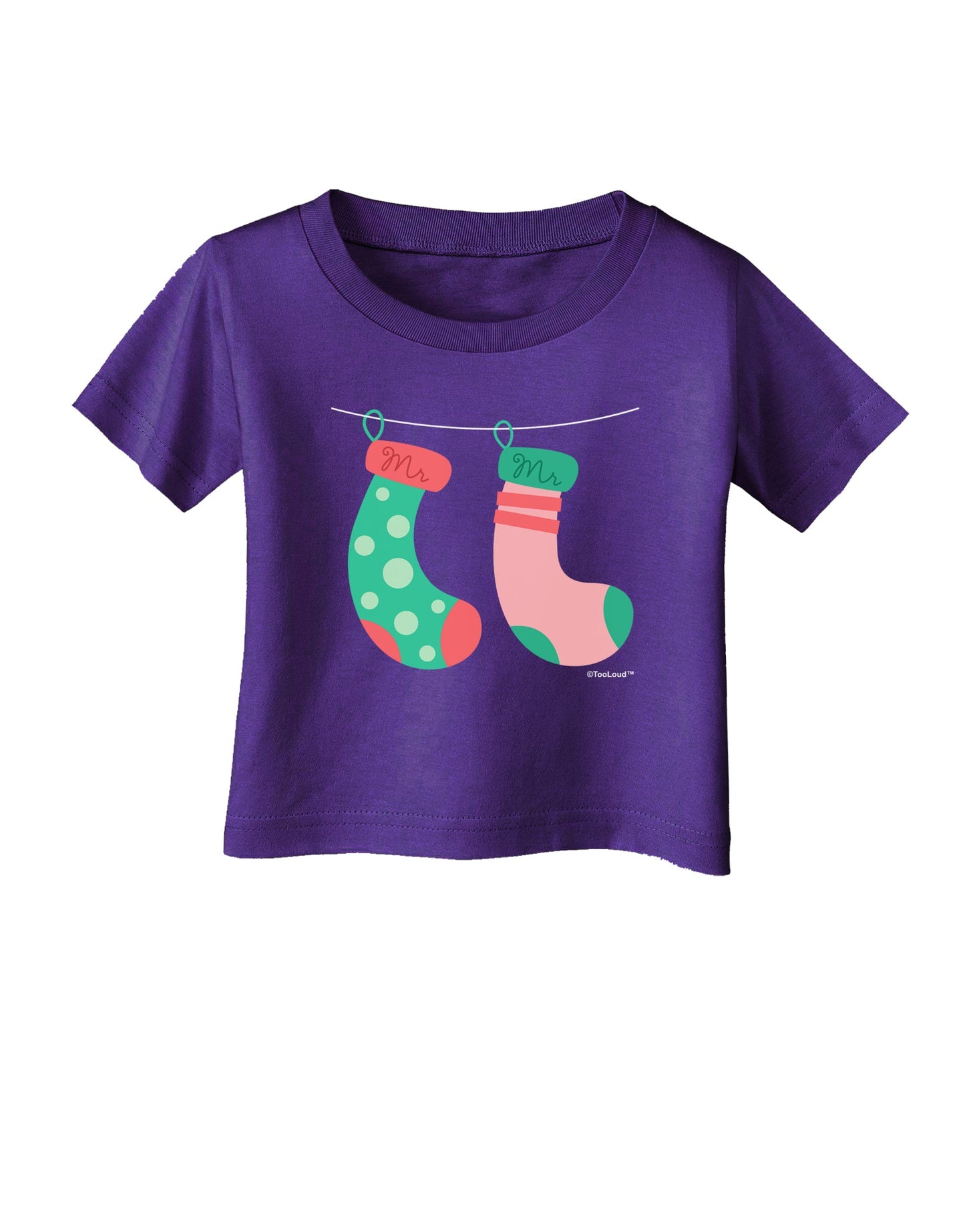 Cute Mr and Mr Christmas Couple Stockings Infant T-Shirt Dark by TooLoud-Infant T-Shirt-TooLoud-Purple-06-Months-Davson Sales