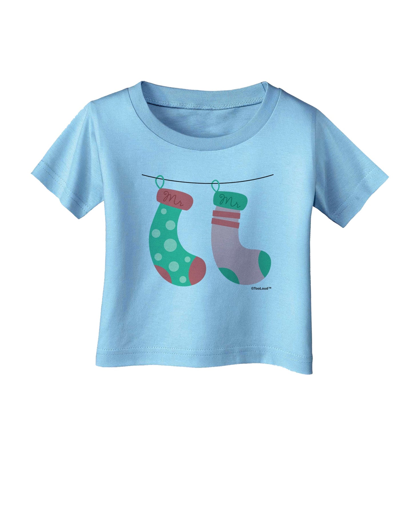 Cute Mr and Mr Christmas Couple Stockings Infant T-Shirt by TooLoud-Infant T-Shirt-TooLoud-Aquatic-Blue-06-Months-Davson Sales
