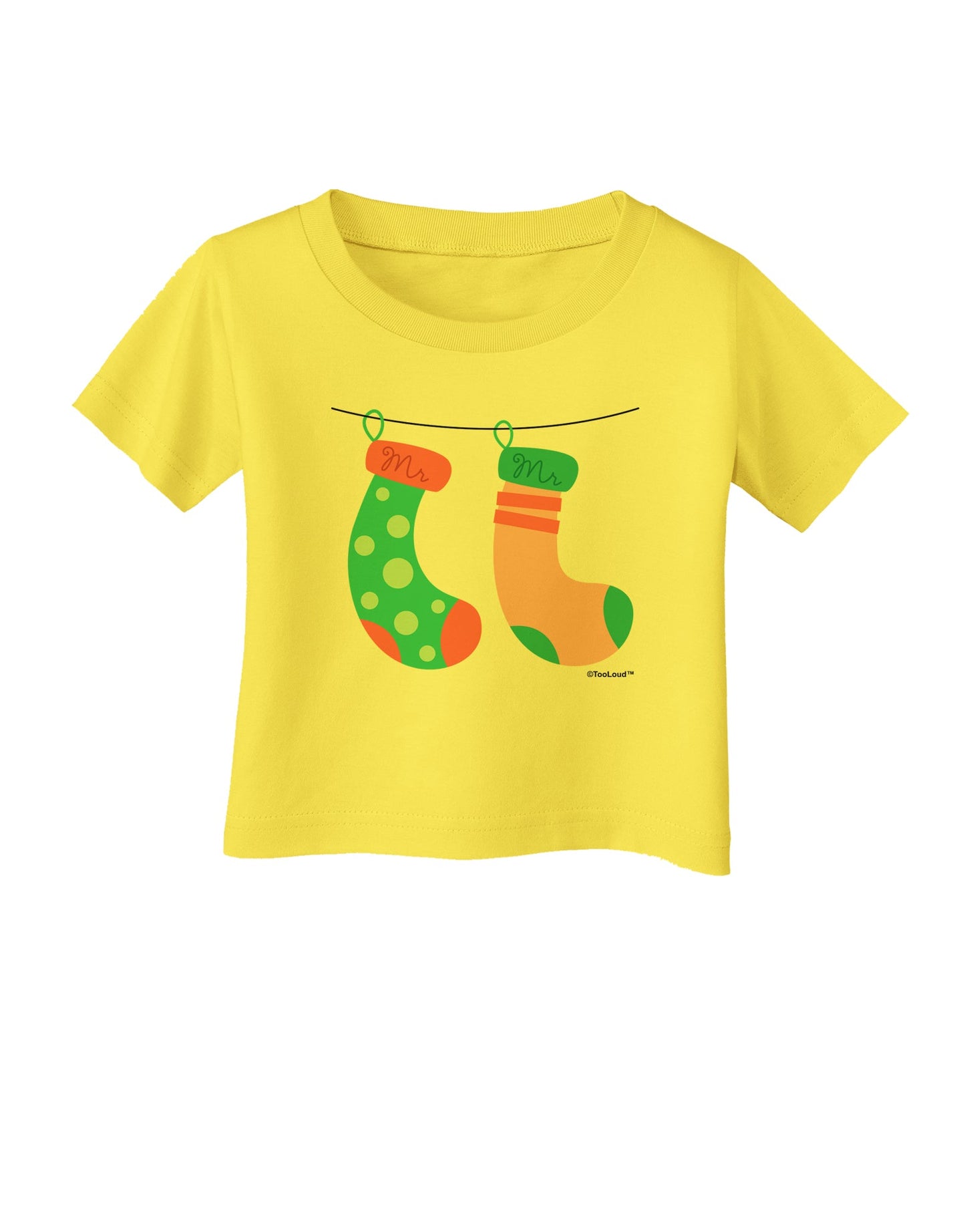 Cute Mr and Mr Christmas Couple Stockings Infant T-Shirt by TooLoud-Infant T-Shirt-TooLoud-Yellow-06-Months-Davson Sales