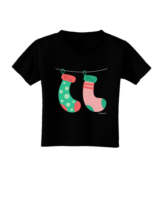 Cute Mr and Mr Christmas Couple Stockings Toddler T-Shirt Dark by TooLoud-Toddler T-Shirt-TooLoud-Black-2T-Davson Sales
