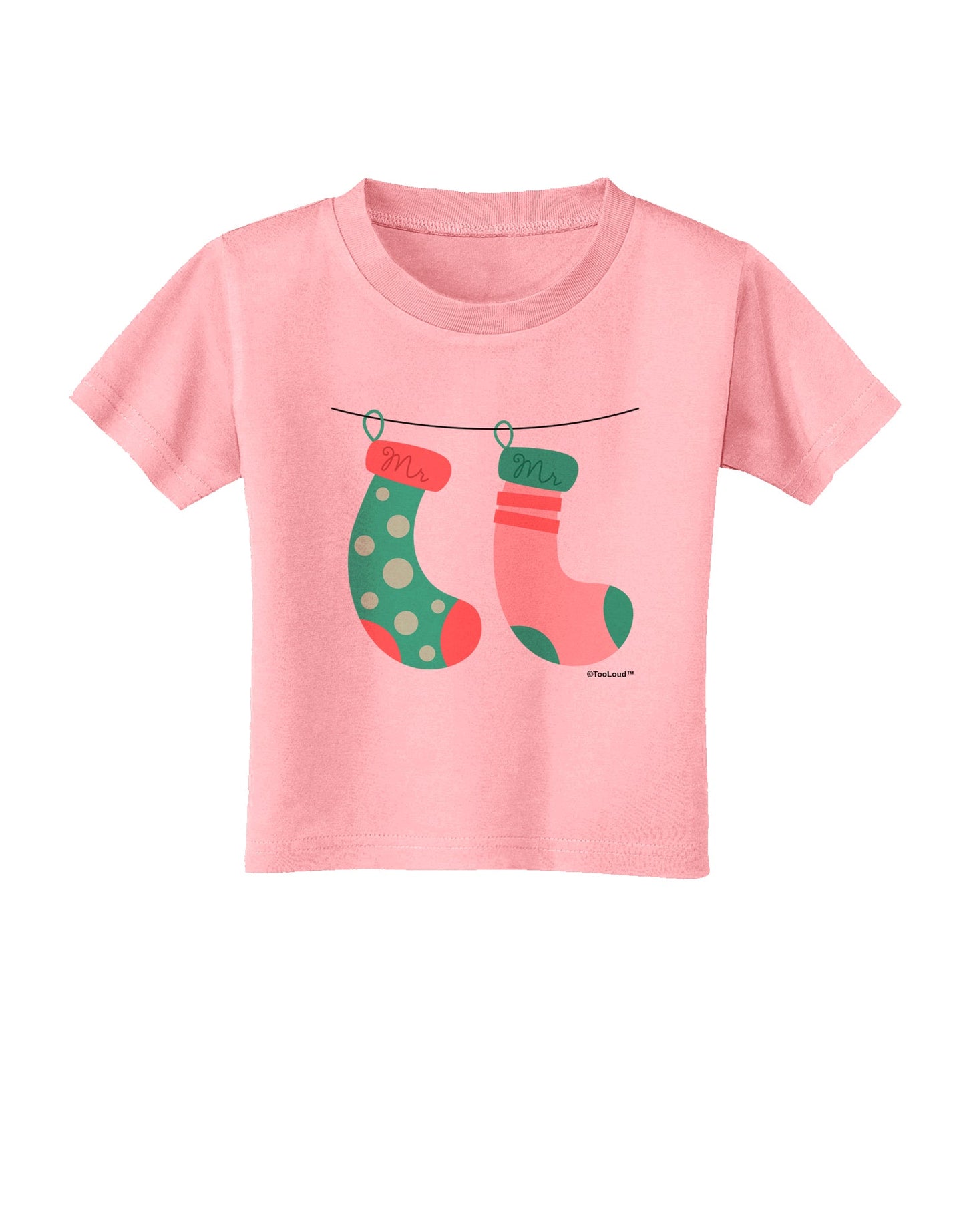 Cute Mr and Mr Christmas Couple Stockings Toddler T-Shirt by TooLoud-Toddler T-Shirt-TooLoud-Candy-Pink-2T-Davson Sales