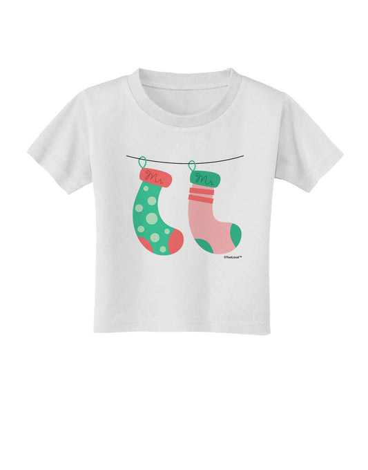 Cute Mr and Mr Christmas Couple Stockings Toddler T-Shirt by TooLoud-Toddler T-Shirt-TooLoud-White-2T-Davson Sales