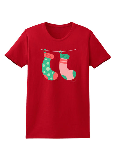 Cute Mr and Mr Christmas Couple Stockings Womens Dark T-Shirt by TooLoud-Womens T-Shirt-TooLoud-Red-X-Small-Davson Sales