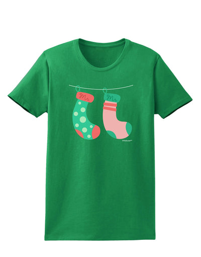 Cute Mr and Mr Christmas Couple Stockings Womens Dark T-Shirt by TooLoud-Womens T-Shirt-TooLoud-Kelly-Green-X-Small-Davson Sales