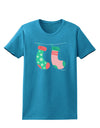 Cute Mr and Mr Christmas Couple Stockings Womens Dark T-Shirt by TooLoud-Womens T-Shirt-TooLoud-Turquoise-X-Small-Davson Sales