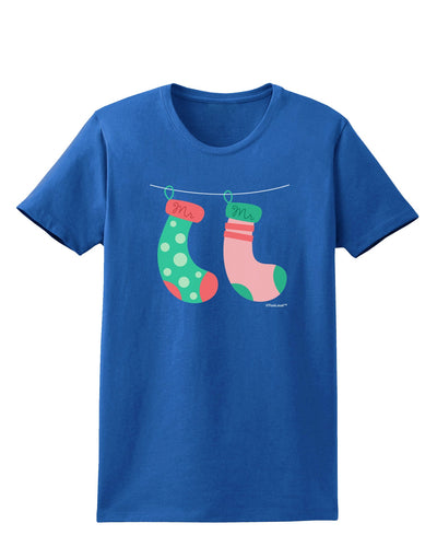 Cute Mr and Mr Christmas Couple Stockings Womens Dark T-Shirt by TooLoud-Womens T-Shirt-TooLoud-Royal-Blue-X-Small-Davson Sales