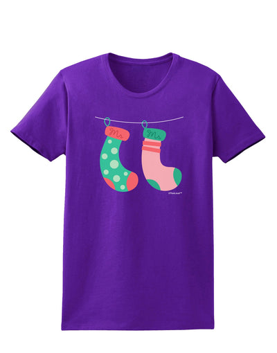 Cute Mr and Mr Christmas Couple Stockings Womens Dark T-Shirt by TooLoud-Womens T-Shirt-TooLoud-Purple-X-Small-Davson Sales