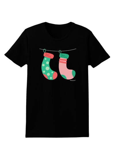 Cute Mr and Mr Christmas Couple Stockings Womens Dark T-Shirt by TooLoud-Womens T-Shirt-TooLoud-Black-X-Small-Davson Sales