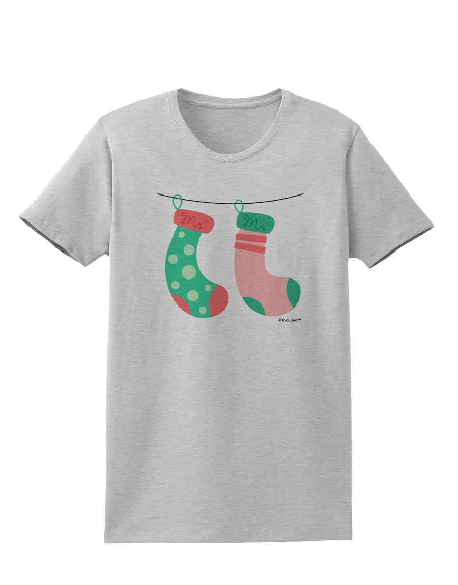 Cute Mr and Mr Christmas Couple Stockings Womens T-Shirt by TooLoud-Womens T-Shirt-TooLoud-White-X-Small-Davson Sales
