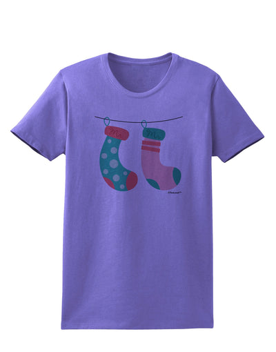 Cute Mr and Mr Christmas Couple Stockings Womens T-Shirt by TooLoud-Womens T-Shirt-TooLoud-Violet-X-Small-Davson Sales