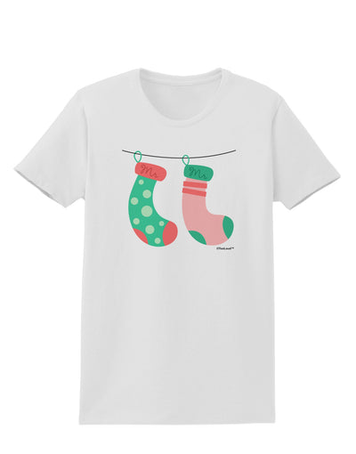 Cute Mr and Mr Christmas Couple Stockings Womens T-Shirt by TooLoud-Womens T-Shirt-TooLoud-White-X-Small-Davson Sales