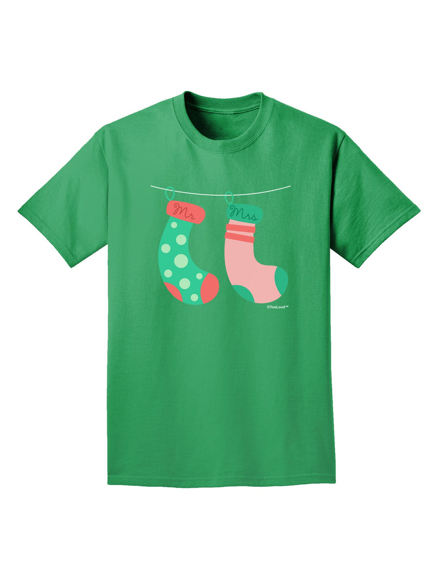 Cute Mr and Mrs Christmas Couple Stockings Adult Dark T-Shirt by TooLoud-Mens T-Shirt-TooLoud-Purple-Small-Davson Sales