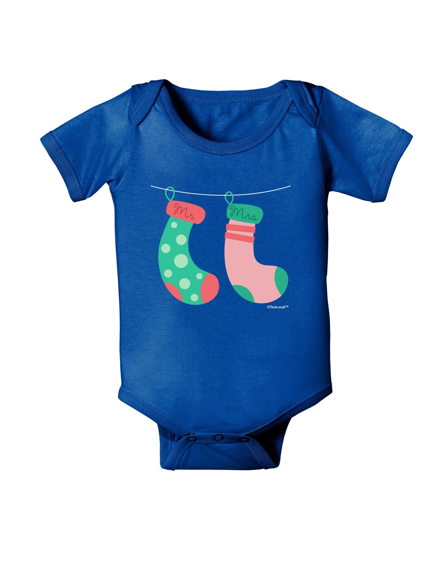 Cute Mr and Mrs Christmas Couple Stockings Baby Romper Bodysuit Dark by TooLoud-Baby Romper-TooLoud-Royal-Blue-06-Months-Davson Sales