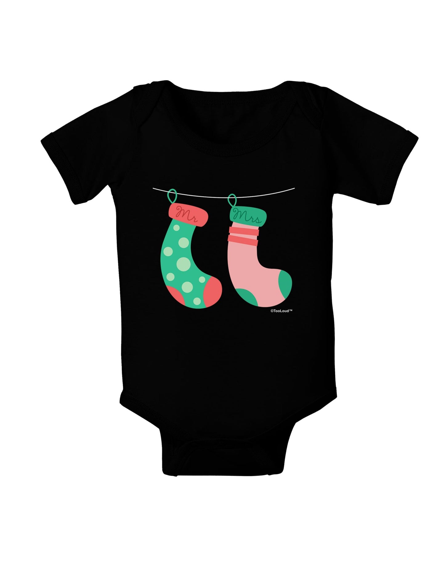 Cute Mr and Mrs Christmas Couple Stockings Baby Romper Bodysuit Dark by TooLoud-Baby Romper-TooLoud-Black-06-Months-Davson Sales