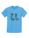 Cute Mr and Mrs Christmas Couple Stockings Childrens T-Shirt by TooLoud-Childrens T-Shirt-TooLoud-Aquatic-Blue-X-Small-Davson Sales