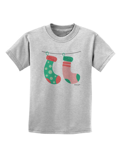 Cute Mr and Mrs Christmas Couple Stockings Childrens T-Shirt by TooLoud-Childrens T-Shirt-TooLoud-AshGray-X-Small-Davson Sales