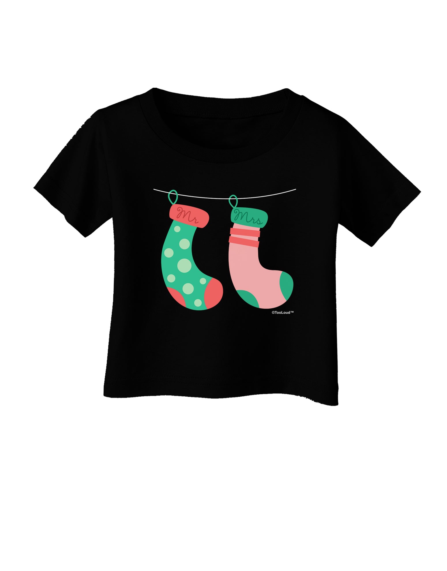 Cute Mr and Mrs Christmas Couple Stockings Infant T-Shirt Dark by TooLoud-Infant T-Shirt-TooLoud-Black-06-Months-Davson Sales