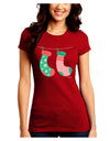 Cute Mr and Mrs Christmas Couple Stockings Juniors Crew Dark T-Shirt by TooLoud-T-Shirts Juniors Tops-TooLoud-Red-Juniors Fitted Small-Davson Sales