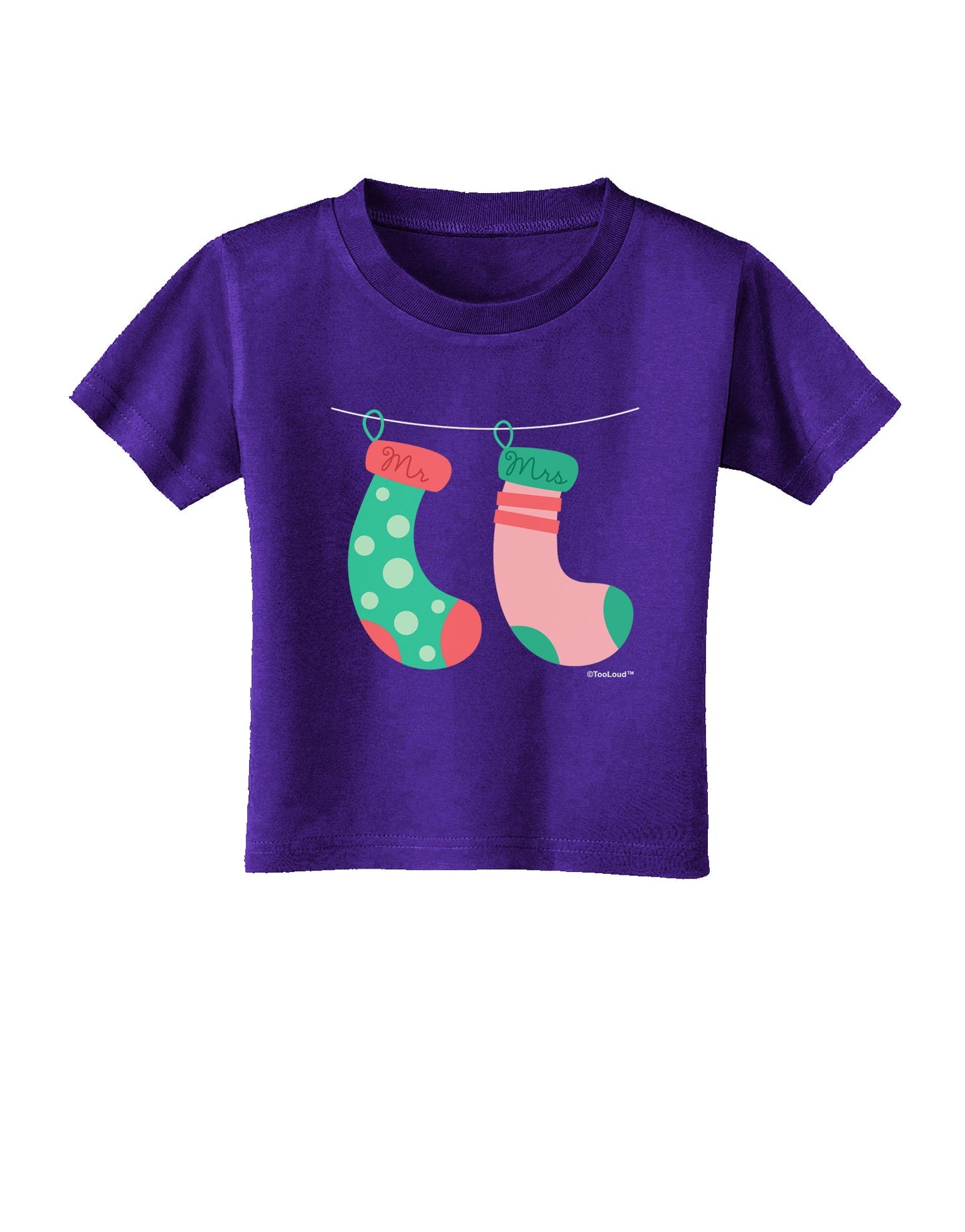 Cute Mr and Mrs Christmas Couple Stockings Toddler T-Shirt Dark by TooLoud-Toddler T-Shirt-TooLoud-Purple-2T-Davson Sales