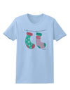 Cute Mr and Mrs Christmas Couple Stockings Womens T-Shirt by TooLoud-Womens T-Shirt-TooLoud-Light-Blue-X-Small-Davson Sales