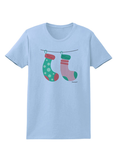 Cute Mr and Mrs Christmas Couple Stockings Womens T-Shirt by TooLoud-Womens T-Shirt-TooLoud-Light-Blue-X-Small-Davson Sales