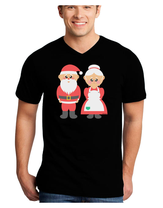 Cute Mr and Mrs Santa Claus Couple Christmas Adult Dark V-Neck T-Shirt-TooLoud-Black-Small-Davson Sales