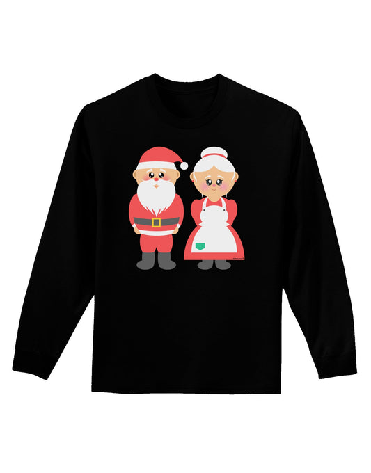 Cute Mr and Mrs Santa Claus Couple Christmas Adult Long Sleeve Dark T-Shirt-TooLoud-Black-Small-Davson Sales